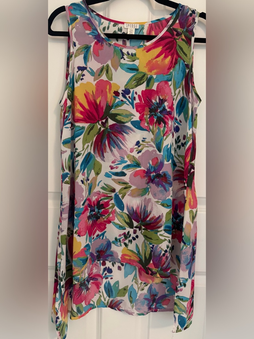 Spense Watercolor Floral Sleeveless Tunic Tank Top Size Medium